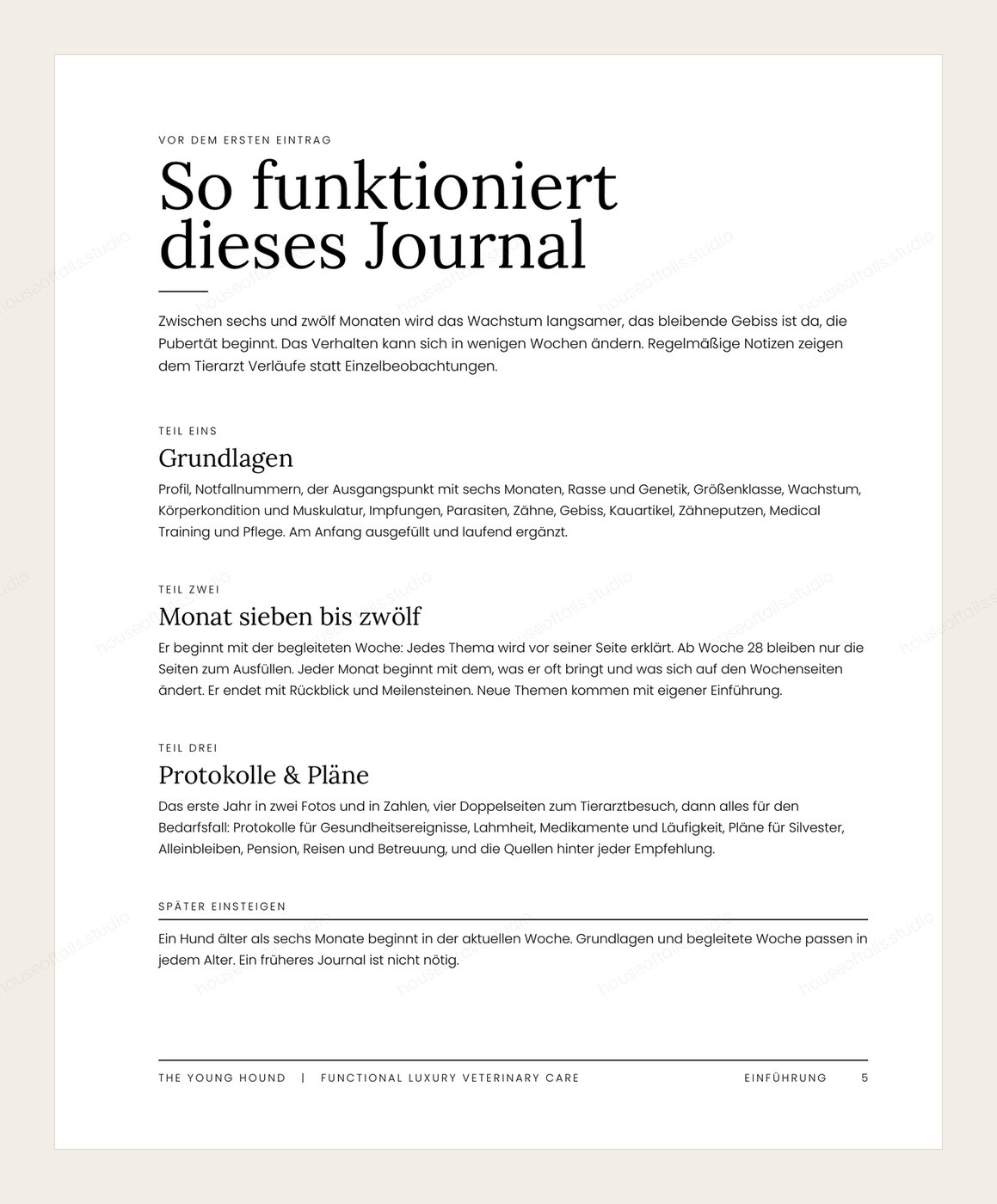 The Young Hound — Wegweiserseite „So funktioniert das Journal“