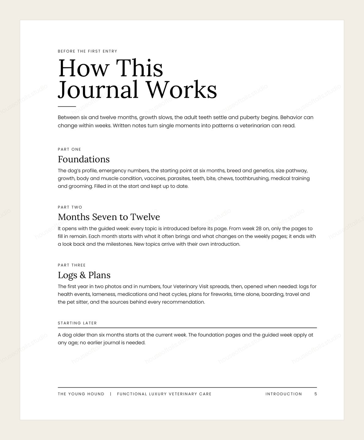 The Young Hound — “How this journal works” guide page